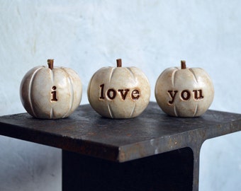 White i love you pumpkins // 3 Word Pumpkins // Gift ideas // gifts with love text wording // thanksgiving gift