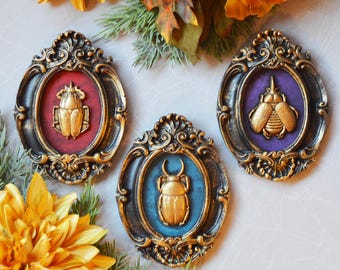 Goth Victorian Beetle Bug Wall Art Plaque Jewel Tone Gothic Framed Oddity Ornate Bugs Maximalist Gift for Insect Lover Ready to Give