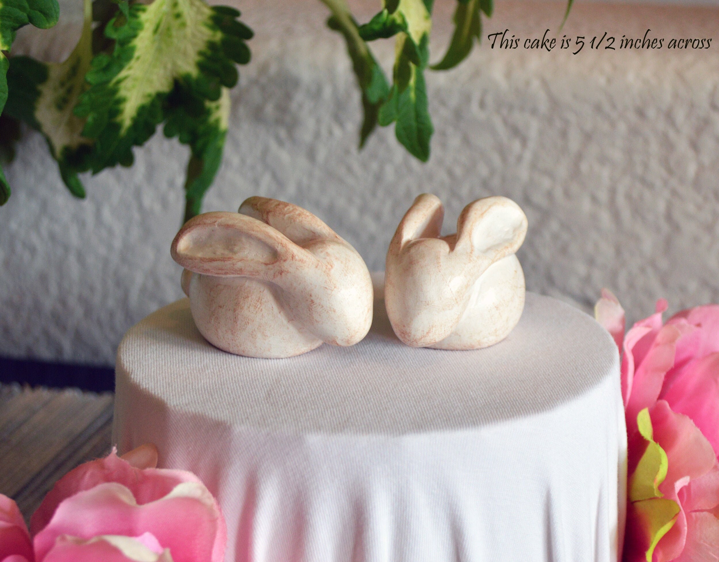 Wedding Toppers Rabbit Custom Bunnies Wedding Cake Topper Vintage White Rabbits Personalized ...