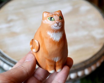 Custom Cat Portrait Memorial Figurine Personalized Made to Order Hand Painted from your Photo Memento Keepsake Sculpture for Cat Lover