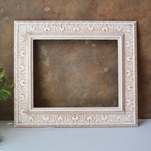 Ornate Rectangle Open Back Picture Frame Victorian French Regency Ornate Vintage White Shabby Chic 8&quot; x 10&quot; Opening Gift for Art Lover