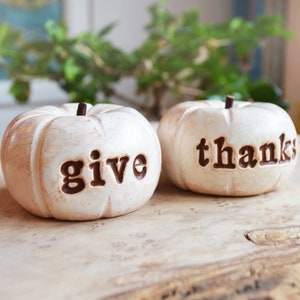 Thanksgiving give thanks pumpkins farmhouse rustic barn decor gift / vintage give thanks present / Hostess gifts / Fall Autumn decorations image 4