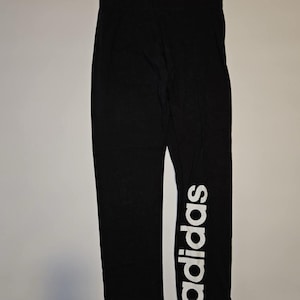 ADIDAS White Linear Logo Black Leggings Size S Women's Activewear High Rise