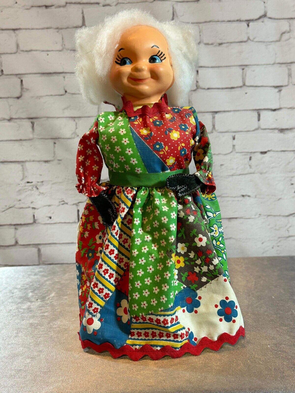 かわいいヴィンテージパッチワークおばあちゃん手作り石鹸洗剤人形ドア