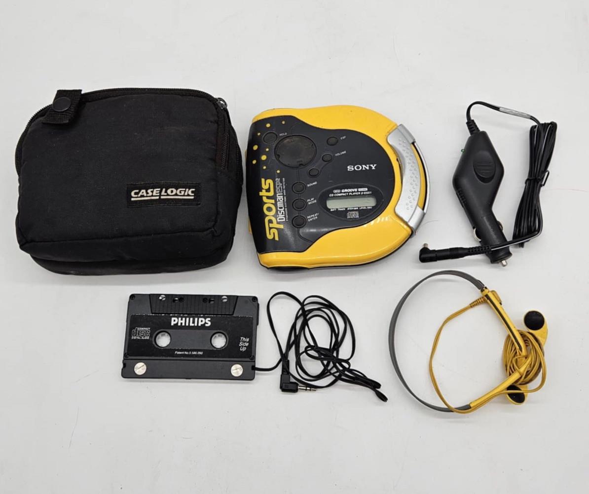 Sony D-es51 Sports Discman Esp2 Yellow Portable Cd Player W/ Xtras