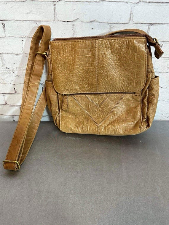Great American Leather Works Tan Zipper Pockets Top Handle Crossbody Purse Bag Etsy Ireland