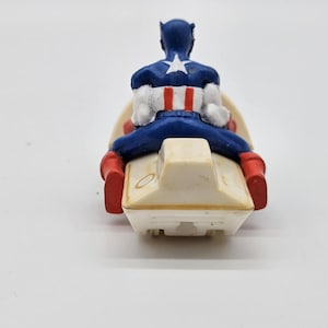 Vintage 1990 Captain America Marvel Action Figure On Jet ski Vehicle image 4