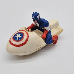 Vintage 1990 Captain America Marvel Action Figure On Jet ski Vehicle image 2