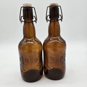 Vintage Grolsch Bierflasche Bernstein Glas Porzellan Bügelverschluss