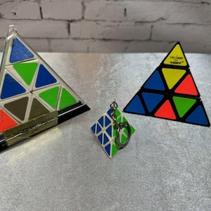 Lot Of 3 Vintage Pyramix Pyramid Triangle Puzzle Toy Rubik&#39;s Cubes 005
