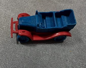 Mini Vintage Red & Blue Plastic Antique Toy Car