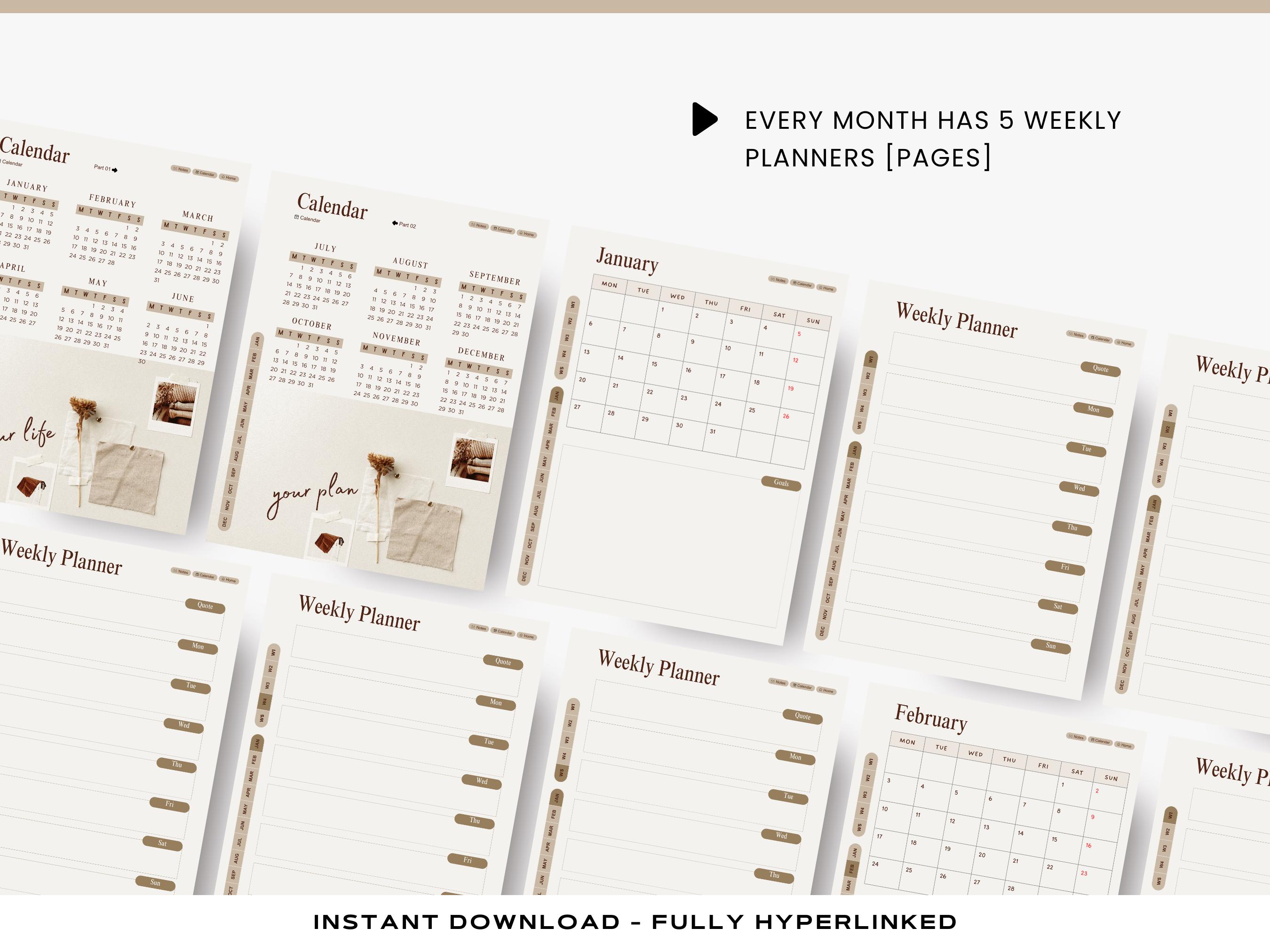 2025 Planner for Remarkable Paper Pro Hyperlinked PDF Notebook Color ...
