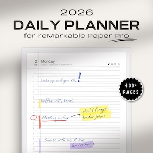 Daily Planner Pro 2026 for reMarkable Paper Pro | Minimalist Daily Planner & Digital Journal 2026 | Hyperlinked Planner