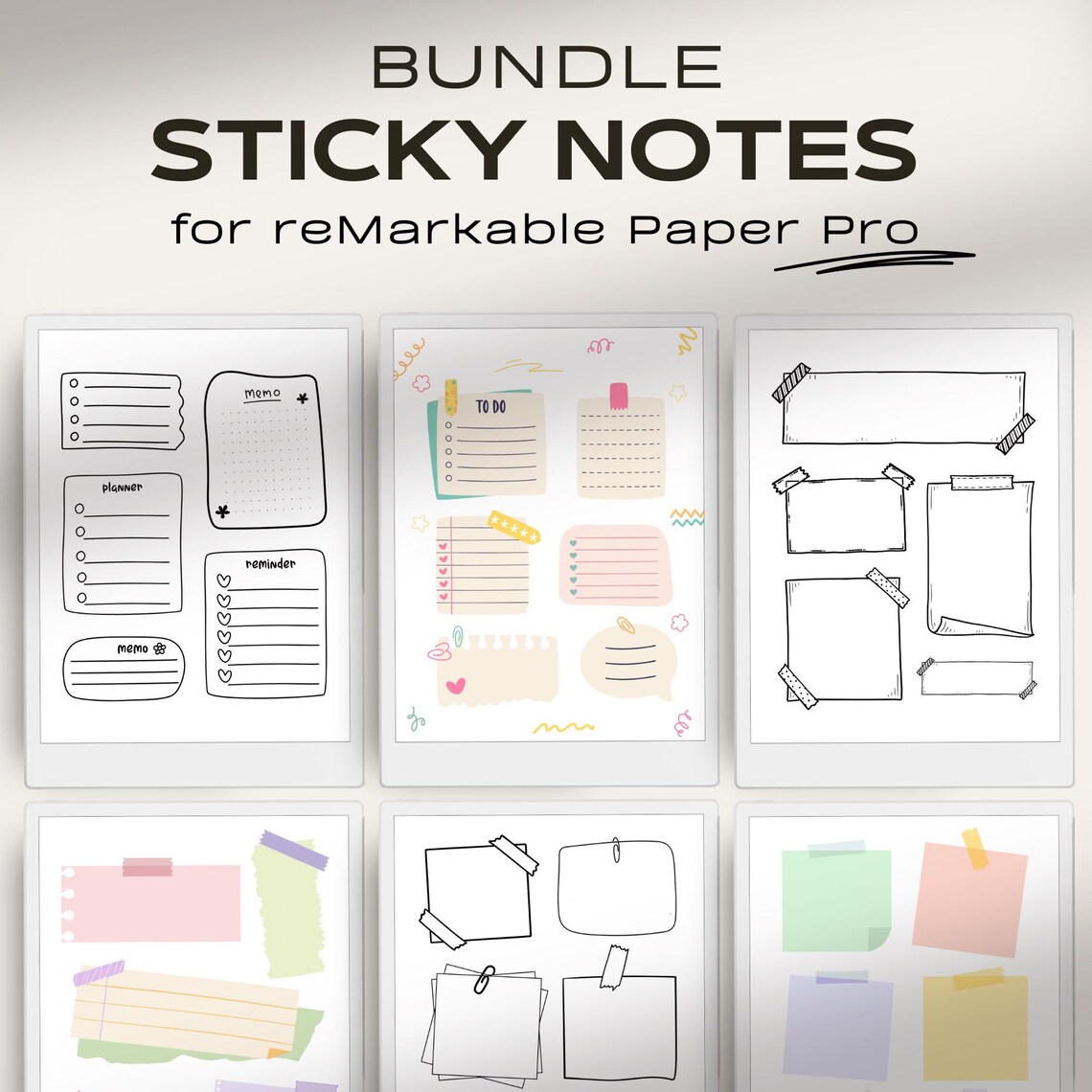 Sticky Notes Bundle for Remarkable Paper Pro | Remarkable Templates ...