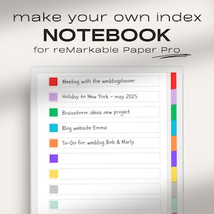 Quaderno per reMarkable Paper Pro / Crea il tuo indice / Indice con collegamento ipertestuale / PDF / Note digitali / Note reMarkable Paper Pro