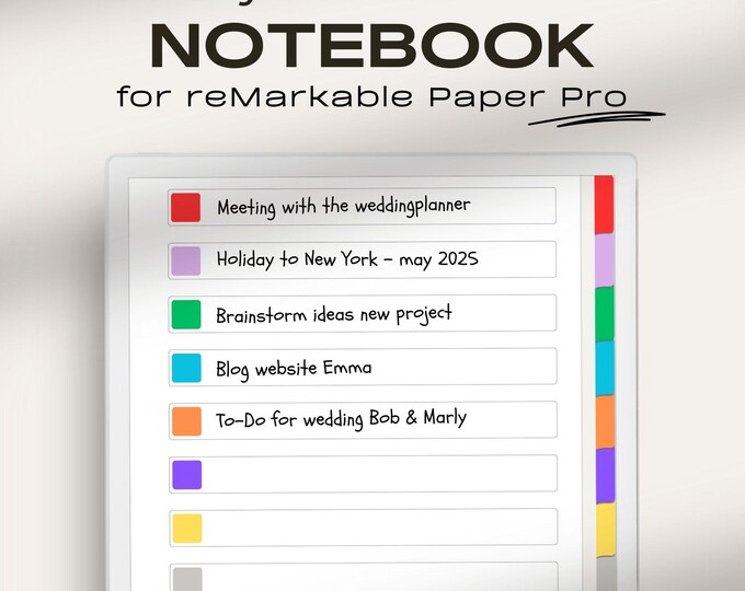 Cornell Notes for Remarkable Paper Pro | Hyperlinked PDF Notebook Color ...