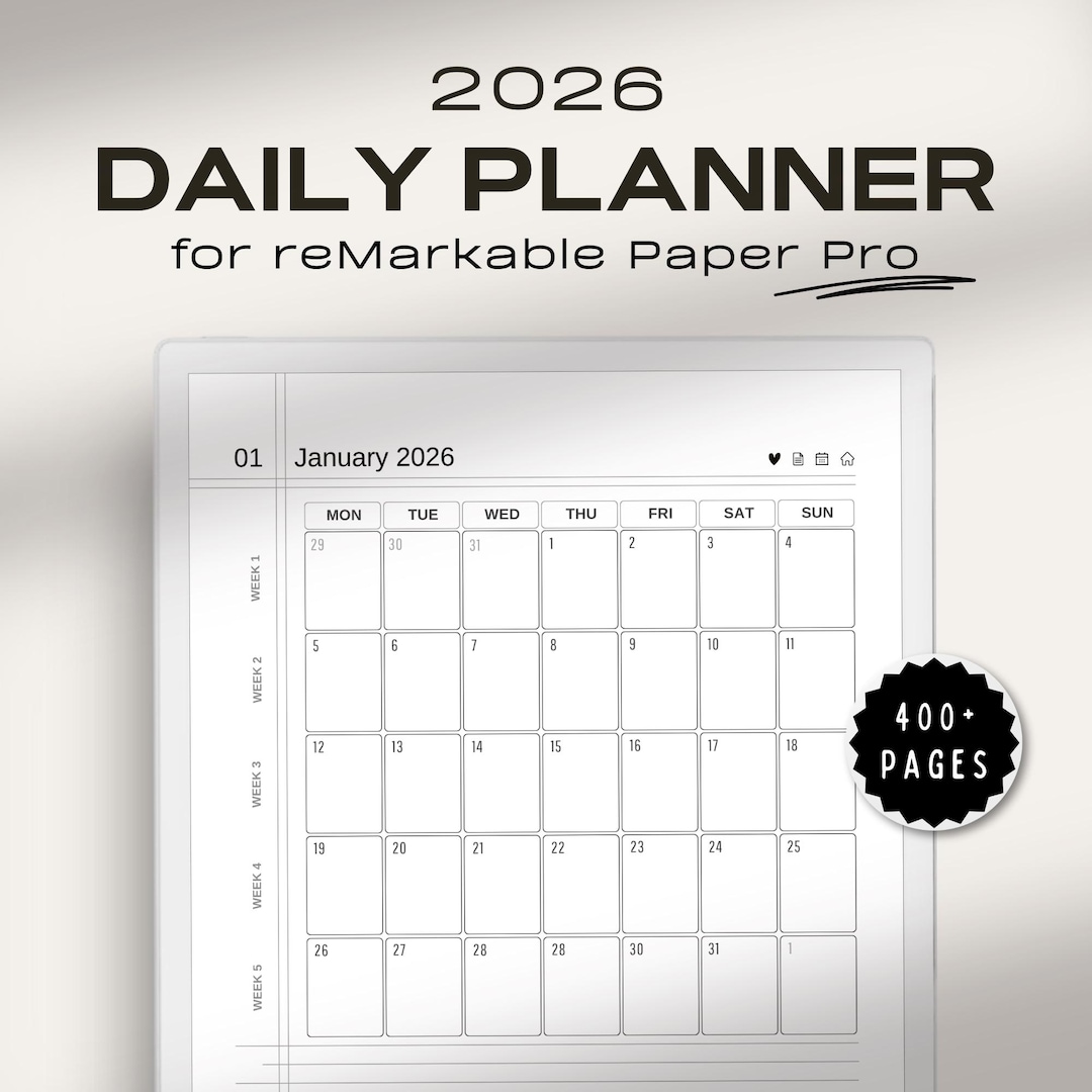 2026 Daily Planner for Remarkable Paper Pro | Remarkable Planner ...