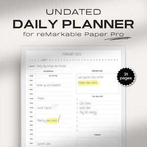 Monthly Planner for Remarkable Paper Pro | Hyperlinked PDF / 31 days | Undated Planner | Remarkable Templates