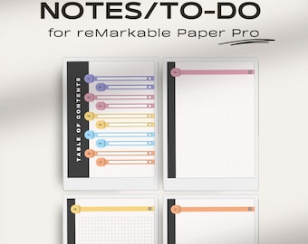 Notes/To-do templates for reMarkable Paper Pro | Make Your Own Index | Hyperlinked Index | Digital Notes Bundle | reMarkable Paper Pro Notes