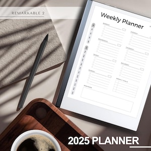 2025 Planner for remarkable 2 | Digital Fully Hyperlinked Year Planner | Monthly / Weekly Planner | Digital Download |  Digital 2025 planner