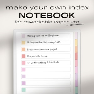 Quaderno per reMarkable Paper Pro / Crea il tuo indice / Indice con collegamento ipertestuale / PDF / Note digitali / Note reMarkable Paper Pro