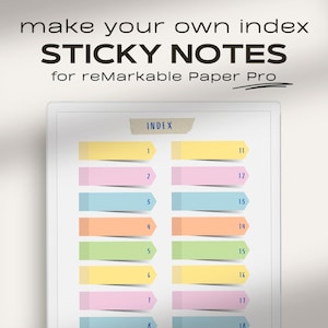 Sticky Notes per reMarkable Paper Pro / Crea il tuo indice / Indice con collegamento ipertestuale / Note digitali / Note reMarkable Paper Pro /