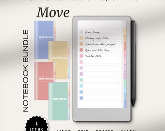 Notebooks for reMarkable Paper Pro Move | All in One Bundle | Lined / Grid / Dotted / Blank | Bundle for Paper Pro Move | reMarkable Notes