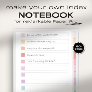 Notebook for reMarkable Paper Pro | Make Your Own Index | Hyperlinked Index / PDF | Digital Notes | reMarkable Paper Pro Notes