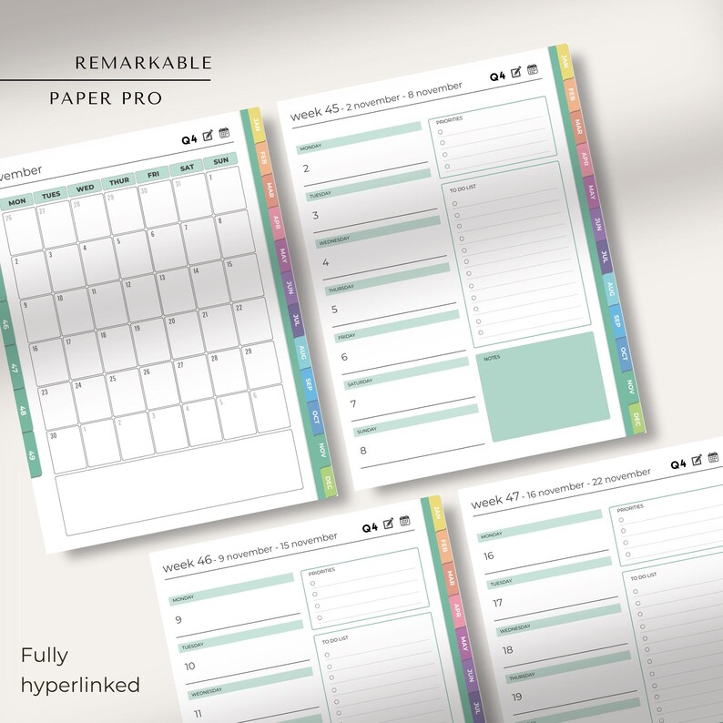 2026 Planner for Remarkable Paper Pro | Minimalist Yearly / Monthly ...