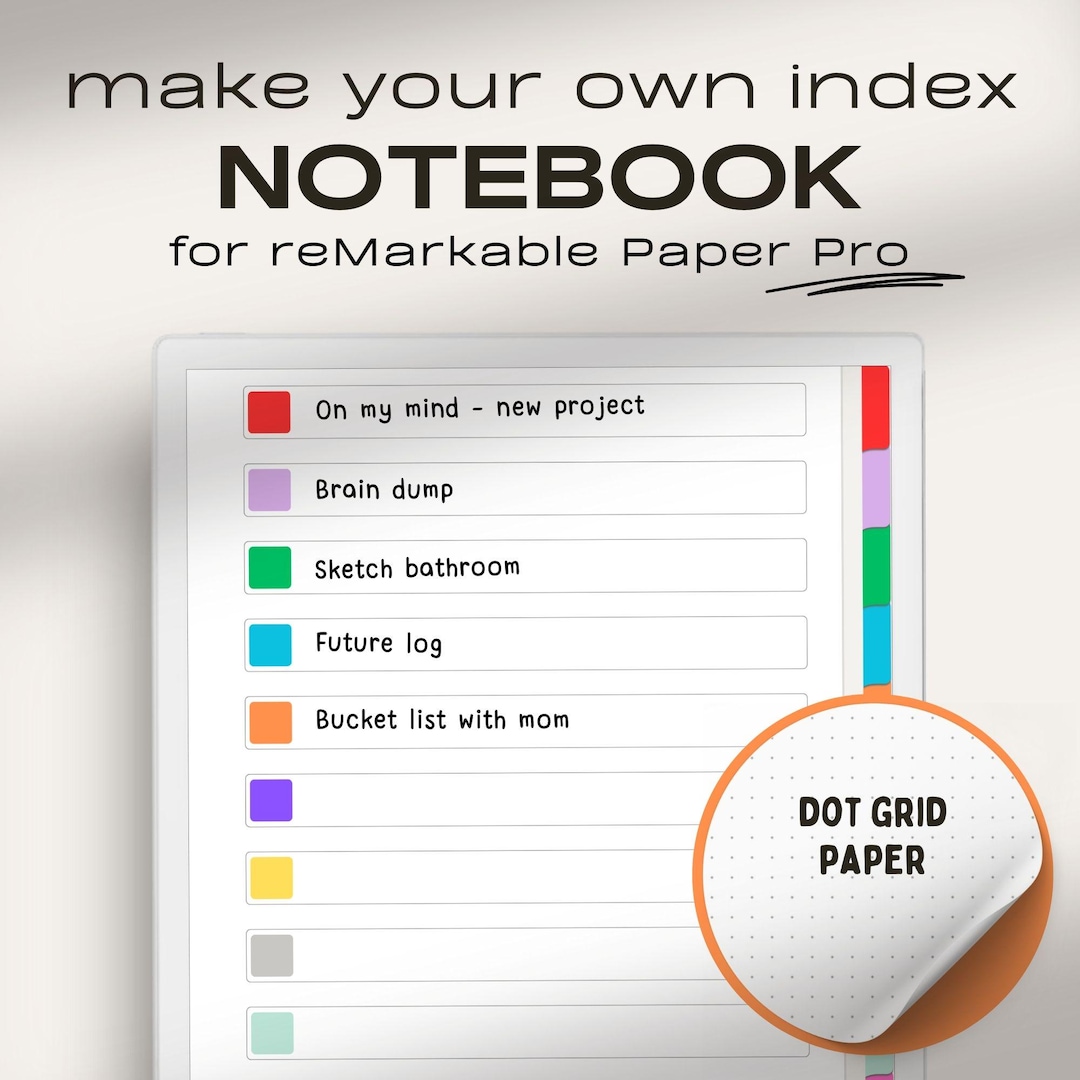 Notebook [dot Grid] for Remarkable Paper Pro | Make Your Own Index ...