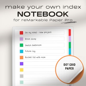 Notebook [dot grid] for reMarkable Paper Pro | Make Your Own Index | Hyperlinked Index / PDF | Digital Notes | reMarkable Paper Pro Notes
