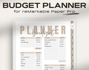 Planificador de presupuesto para reMarkable Paper Pro / Planificador de presupuesto mensual digital / Plantilla de presupuesto de reMarkable / Seguimiento de ingresos, gastos y facturas