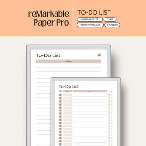 To-Do List for reMarkable Paper Pro | reMarkable Task Tracker | Checklist | Notes | To Do List Template | reMarkable Templates | Brain Dump