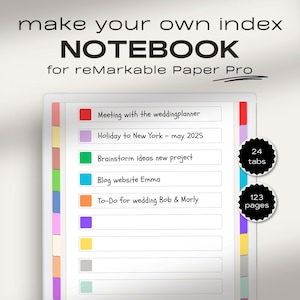 Notebook for reMarkable Paper Pro | Make Your Own Index | Hyperlinked Index / PDF | Digital Notes | reMarkable Paper Pro Notes