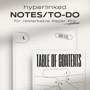 Notes/To-do templates for reMarkable Paper Pro | Make Your Own Index | Hyperlinked Index | Digital Notes Bundle | reMarkable Paper Pro Notes