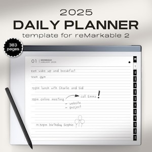 2025 Daily Planner for reMarkable 2 | Fully Hyperlinked Year Planner | Digital Planner Landscape | Digital Download |  Digital 2025 planner