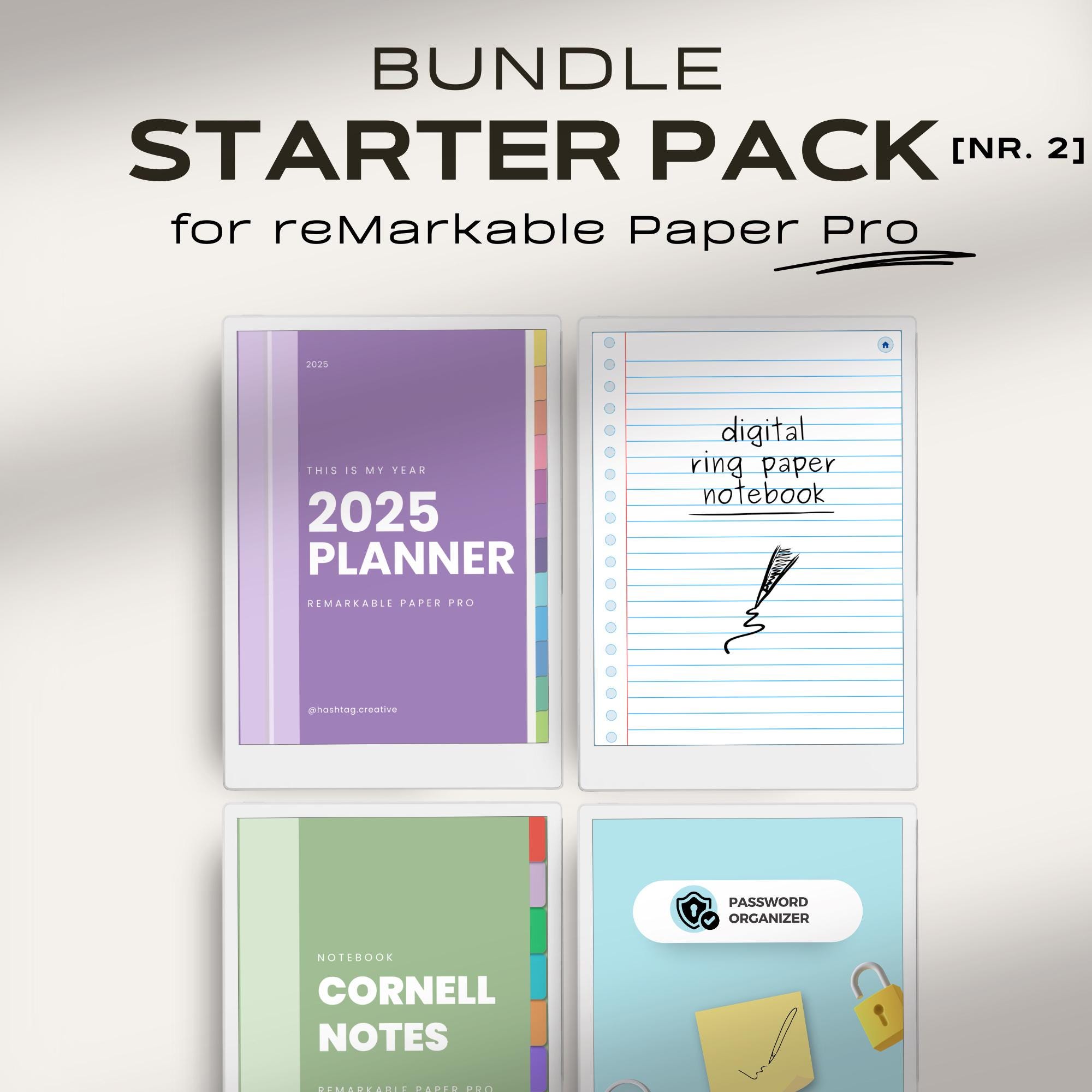 reMarkable Paper Pro Template Starter Pack [2] | reMarkable Bundle Template | reMarkable Paper Pro Bundle | reMarkable digital planner 2025