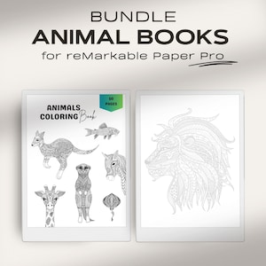 Animal Book Bundle for reMarkable Paper Pro | Coloring / Tracing Pages for Adults | Stress Relief Patterns | reMarkable Pro Mindfulness