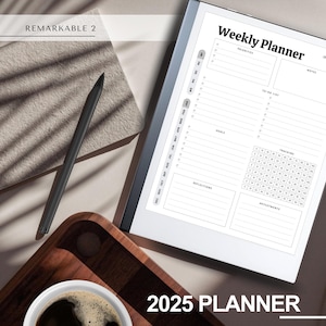 2025 Planner for remarkable 2 | Digital Fully Hyperlinked Year Planner | Monthly / Weekly Planner | Digital Download |  Digital 2025 planner