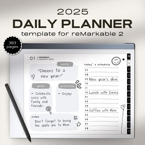 2025 Daily Planner for reMarkable 2 | Fully Hyperlinked Year Planner | Digital Planner Landscape | Digital Download |  Doodle Planner 2025