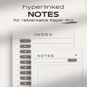 Notes for reMarkable Paper Pro | Make Your Own Index | Hyperlinked Notebook | Digital Notes | reMarkable Paper Pro Notes