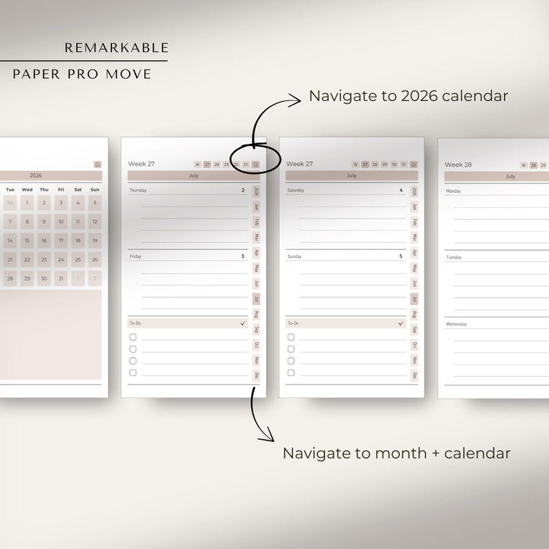 2026 Weekly Planner for Remarkable Paper Pro Move | Remarkable Calendar ...