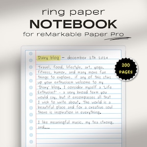 Ring Paper Notebook for reMarkable Paper Pro | Digital Notes | reMarkable Paper Pro Notes | Digital Ring Paper Notebook
