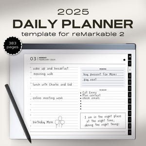 2025 Daily Planner for reMarkable 2 | Fully Hyperlinked Year Planner | Digital Planner Landscape | Digital Download |  Digital 2025 planner