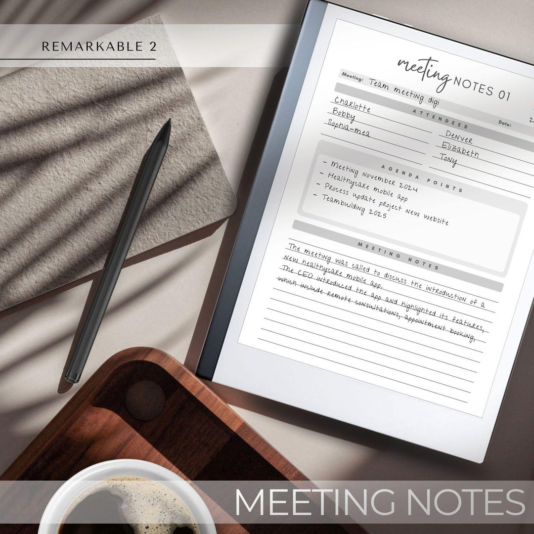 Meeting Notes for Remarkable 2 | Make Your Own Index for 30 Meetings ...