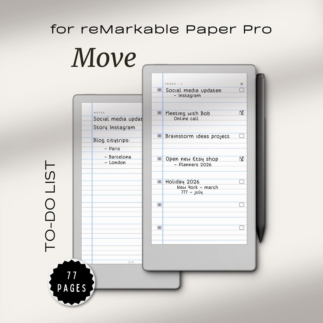 To-do List for Remarkable Paper Pro Move | Remarkable Task Tracker ...