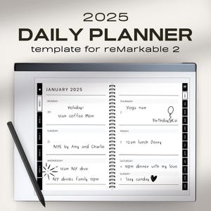 2025 Daily Planner for reMarkable 2 | Fully Hyperlinked Year Planner | Digital Planner Landscape | Digital Download |  Digital 2025 planner