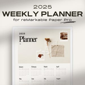 Digital Planner 2025 for Remarkable Paper Pro | Minimalist Yearly / Weekly Planner 2025 | Hyperlinked Colorful reMarkable Calendar