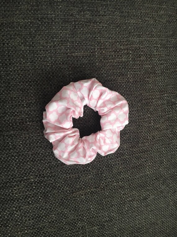 Ponytail Holder Pink And White Scrunchie Hair Tie Etsy