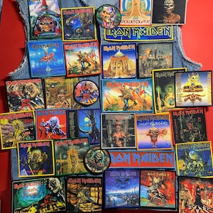 Gran conjunto de 30 parches de Iron Maiden para chaqueta vaquera